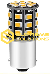 Cветодиодная лампа 1156-3030-28SMD 24V BA15s Жёлтая — мощная замена PY21W на 24V