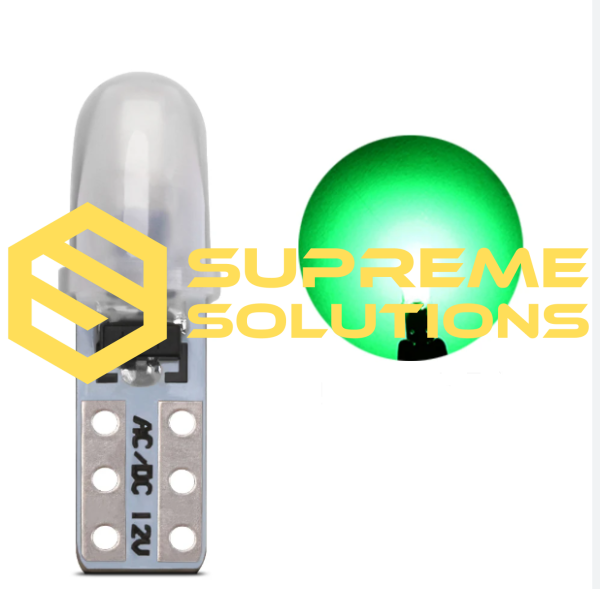 T5-3014-2SMD LED 12V з драйвером – аналог лампи W1.2W-- Зелений