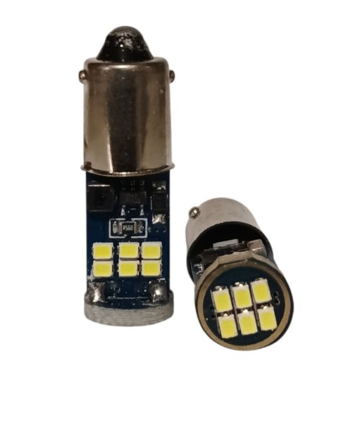 LED Bulb BA9s-2616-18SMD with CANBUS Driver 12–24V (T4W Replacement) – White