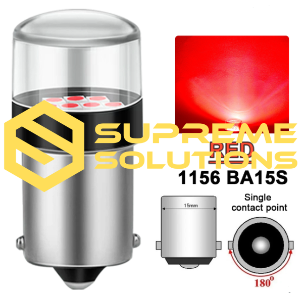 1156 LED Bulb with 10x3030 Samsung – Replacement for R5W / R10W / P21W RED