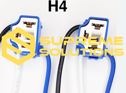 Angled H4 Ceramic Socket with Wires — Reliable Headlight Connector