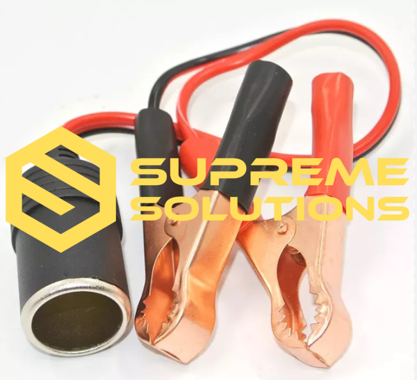 Battery Clamps with Cigarette Lighter Plug | 12V | SUPREME SOLUTIONS