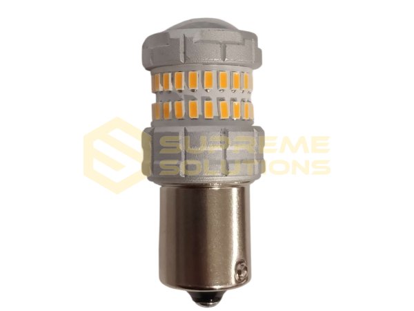 LED лампа 1156 3014-48SMD + 4SMD 3030, 9–30V, жовта, 150°, одноконтактна