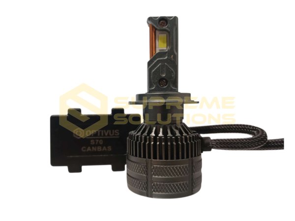 Премиальные LED-лампы OPTIVUS S70 H7 12–24V 70W 12000LM CANBUS 6000K с активным охлаждением