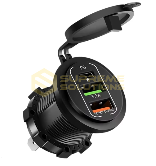 Потужна автозарядка 12–24V | 2×USB + USB-C (PD) | 83W — швидка зарядка