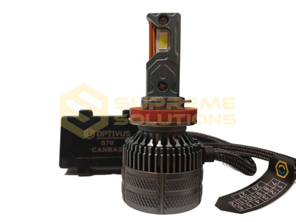 Премиальные LED-лампы OPTIVUS S70 H11 12–24V 70W 12000LM CANBUS 6000K с активным охлаждением