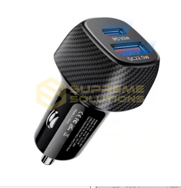 12V-30V Автозарядка PD30W + 22.5W (52.5W) з повним протоколом, PPS та швидкою зарядкою