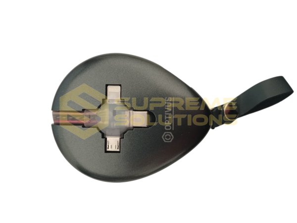 Телескопічний кабель OPTIVUS 3-в-1 для автомобіля з роз’ємами iOS, Type-C та Micro-USB