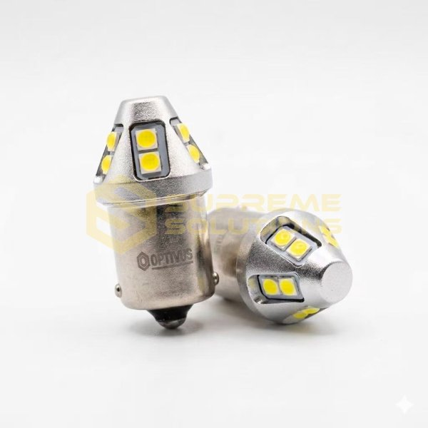 9-80V 1156 BA15s 3030-10SMD Samsung CANBUS LED лампа Белая OPTIVUS