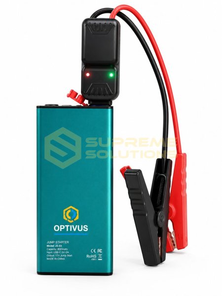 Пуско-зарядний пристрій OPTIVUS RLA-08-JP 10000mAh 500A/1000A з LED-дисплеєм та Power Bank