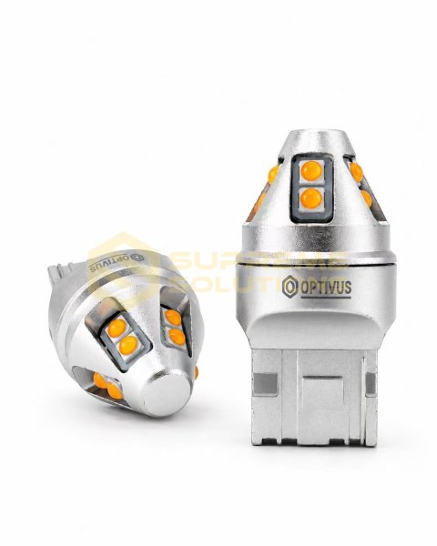 Світлодіодна лампа 7440 W21W Samsung 3030 10SMD CANBUS безцокольна одноконтактна жовта OPTIVUS