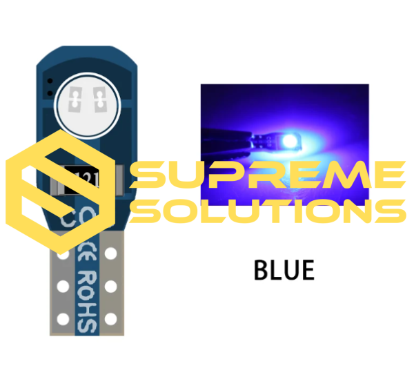 T5-COB-2SMD Samsung 12V — compact and efficient LED bulb, a perfect replacement for W1.2W. blue