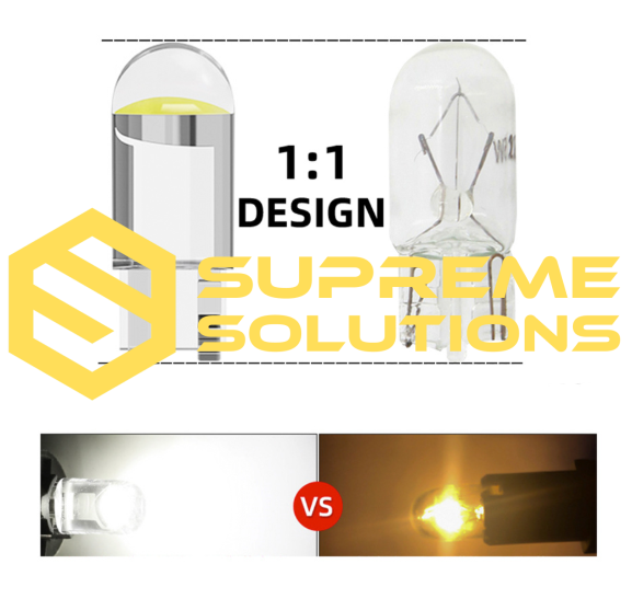 T10-1COB 2D LED Bulb 12V White | W5W Replacement | Supreme Solutions