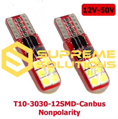 Світлодіодна автолампа T10 3030 12SMD 12–50V CANBUS Nonpolarity Silicone (аналог W5W)