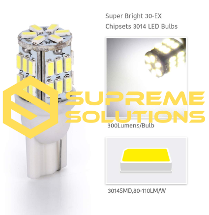 Світлодіодна лампа T10-3014-30SMD 12V | Біле світло | Аналог W5W | Supreme Solutions
