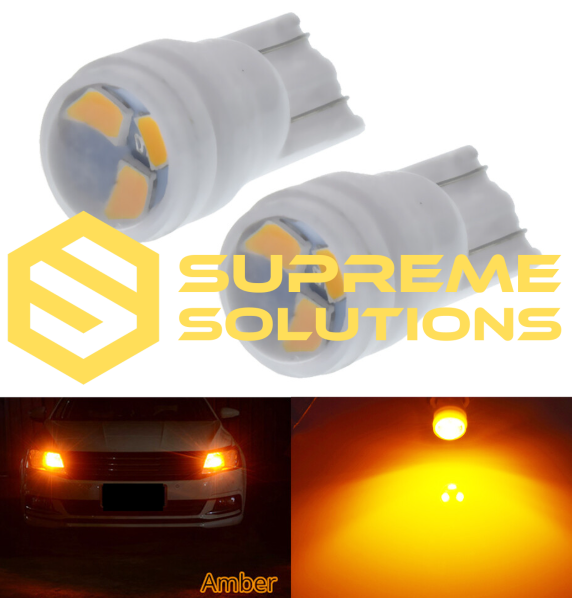 LED лампа T10 2835 3SMD Ceramic 12V | Жовте світло | Керамічний корпус