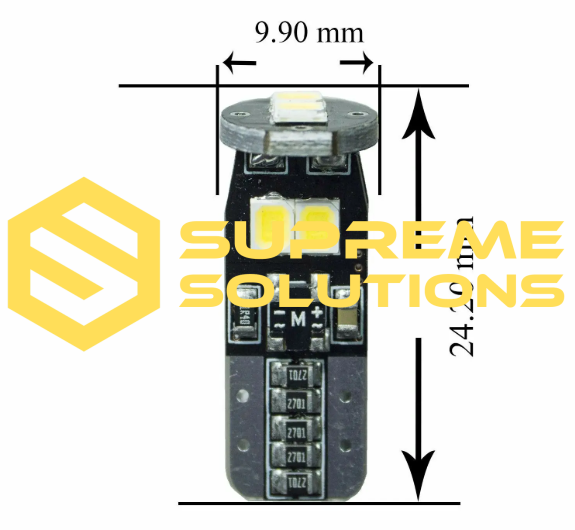 LED лампа T10-2835-6SMD 12V | Біле світло | CANBUS драйвер | W5W