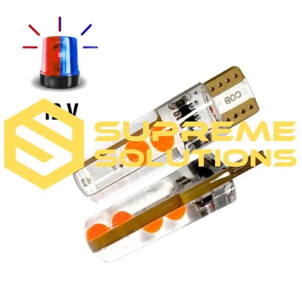 12V LED-лампа T10-COB-8 FLASH (аналог W5W) — ефектний колірний акцент Червоний/Синій