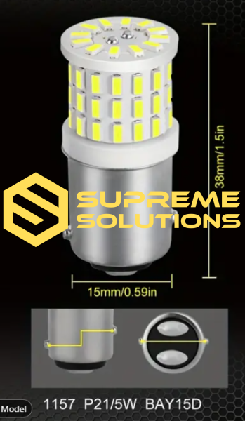 1157 LED Bulb 12–24V with 57 SMDs | White | Replacement for P21/5W