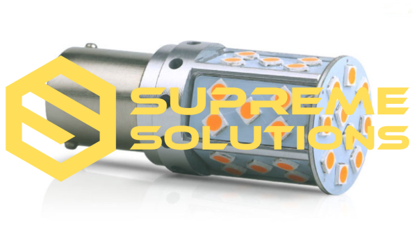 LED-лампа 1156 BAU15s 12–24V — Жовта | 35 SMD Samsung | Одноконтактна | CANBUS | Аналог PY21W зміщений контакт