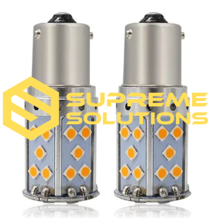 LED Bulb 1156 BA15s 12–24V — Yellow | 35 Samsung 3030 LEDs | Single Contact | PY21W Replacement