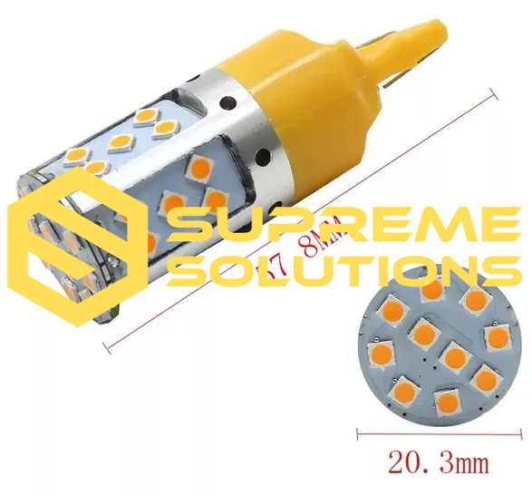 7440 LED Bulb 12–24V 35SMD Samsung CANBUS — Yellow | WY21W Replacement