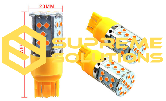 LED-лампа 7443 12–24V 35SMD Samsung CANBUS — Жовта | Двоконтактна | Аналог WY21/5W