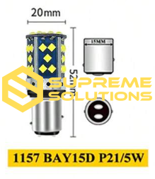 1157 LED Bulb 12–24V — 35 x 3030 SMD CREE + Samsung | Dual Contact | CANBUS | White | P21/5W Replacement