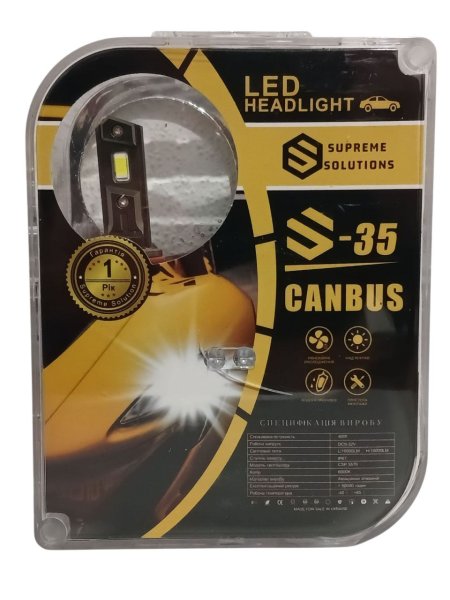 S-35 HB4 (9006 / HIR2) LED Bulb – 40W, 10000LM, 6000K, Fanless, 9–32V