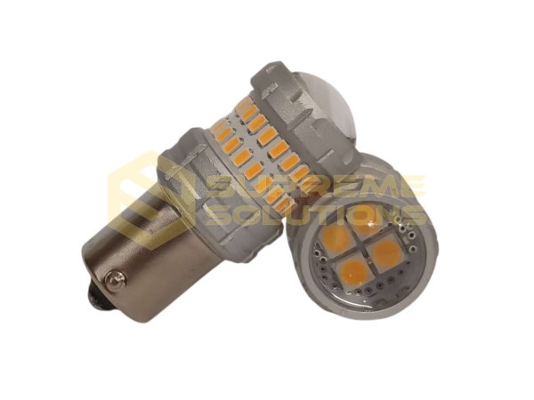 LED лампа 1156 3014-48SMD + 4SMD 3030, 9–30V, жовта, 150°, одноконтактна