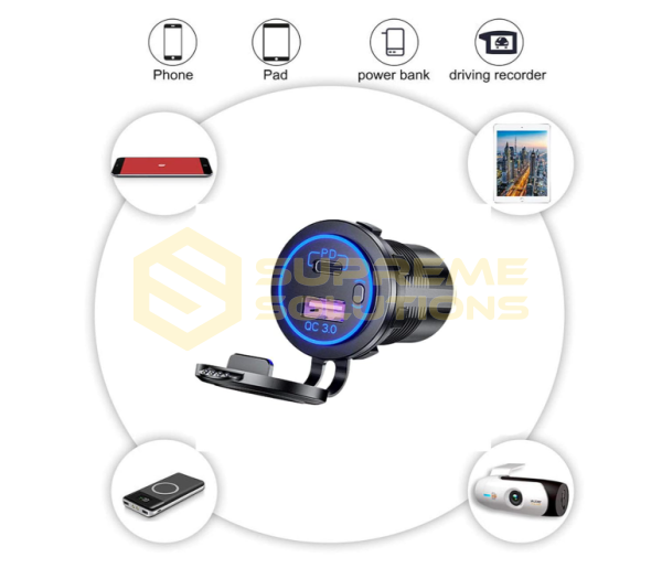 Автозарядка OPTIVUS 12–24V | USB 2 порти | 53W | Салатова