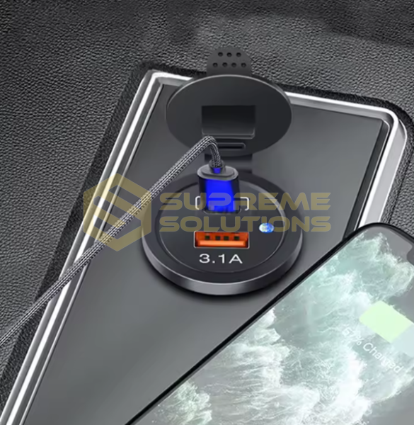 Автозарядка 12–24V USB Type-C (PD) + USB 3.1A — швидка зарядка