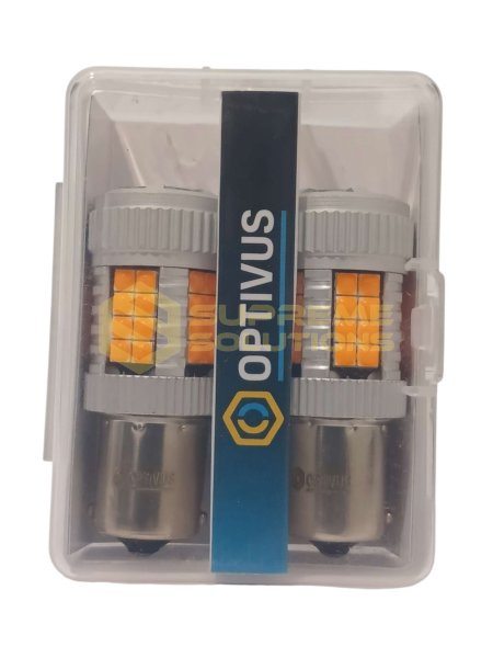 Світлодіодна лампа OPTIVUS 1156 (BA15s) 12–40V 40SMD 3030 180° CANBUS 30W — жовта