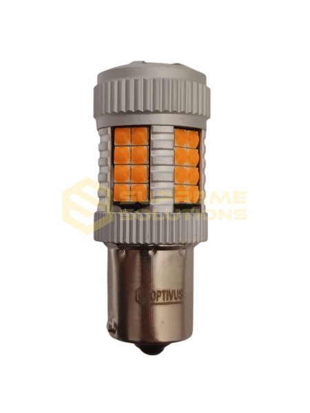 Світлодіодна лампа OPTIVUS 1156 (BAU15s, зміщений контакт) 12–40V 40SMD 3030 150° CANBUS 30W — жовта