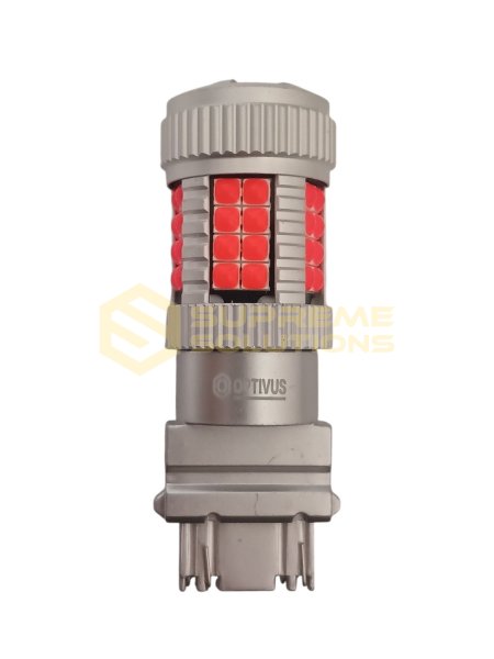 Світлодіодна лампа OPTIVUS 3157 12–40V 40SMD 3030 CANBUS 30W — червона