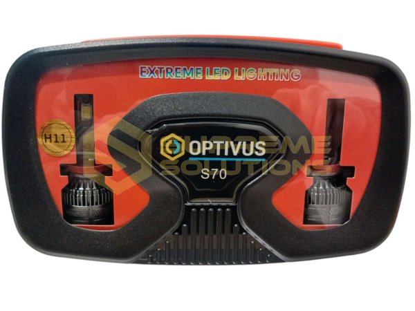 Премиальные LED-лампы OPTIVUS S70 H11 12–24V 70W 12000LM CANBUS 6000K с активным охлаждением