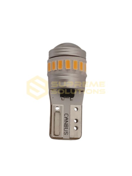 Світлодіодна лампа T10 (W5W) 9–30V 17SMD 3014 + 1SMD 3030 CANBUS 2.5W з лінзою — жовта
