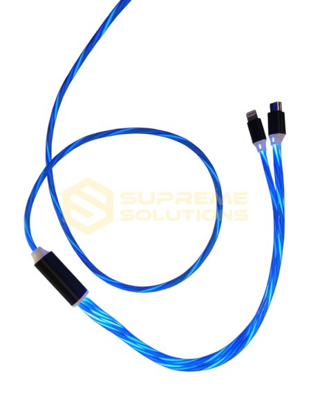 Зарядний кабель OPTIVUS 1-в-3 з LED-підсвіткою (iOS / Type-C / Micro-USB)