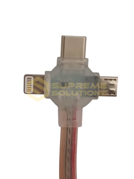 Телескопічний кабель OPTIVUS 3-в-1 для автомобіля з роз’ємами iOS, Type-C та Micro-USB