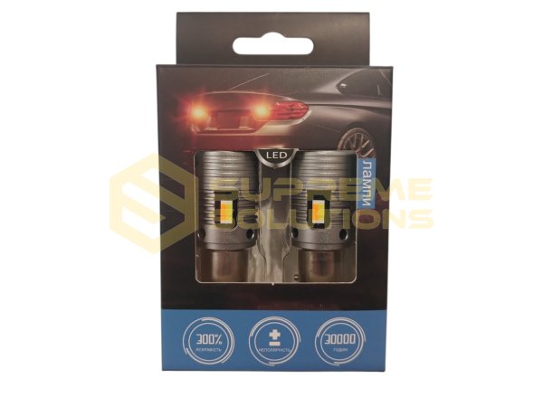 LED лампа 12–18V 3157 CSP7035 DUAL-FAN CANBUS (двоконтактна, Білий/Жовтий)