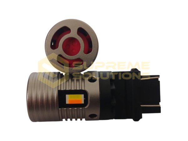 LED лампа 12–18V 3157 CSP7035 DUAL-FAN CANBUS (двоконтактна, Білий/Жовтий)