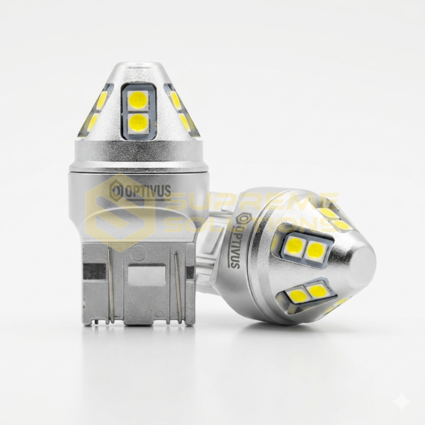 9-80V 7443 W21/5W 3030-10SMD Samsung CANBUS LED лампа Белая OPTIVUS