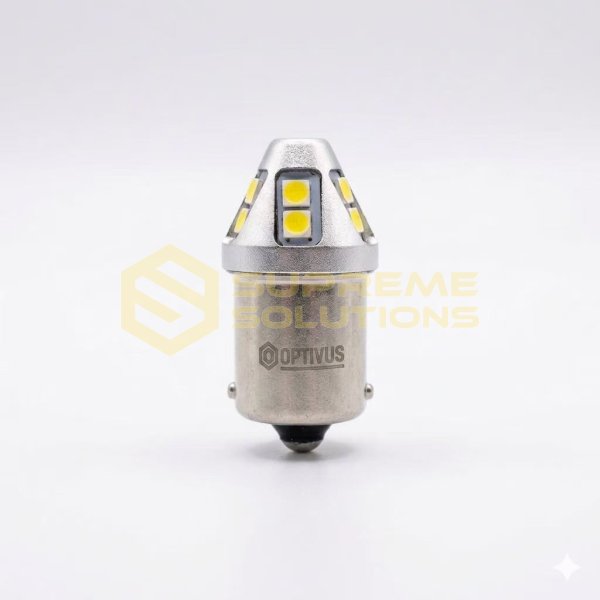 9-80V 1156 BA15s 3030-10SMD Samsung CANBUS LED лампа Белая OPTIVUS
