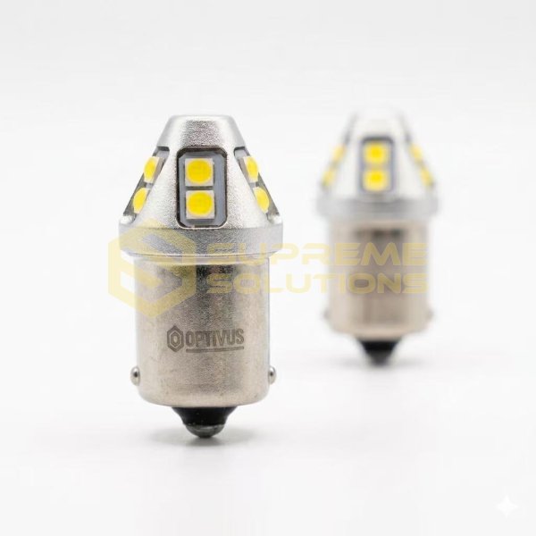 9-80V 1156 BA15s 3030-10SMD Samsung CANBUS LED лампа Белая OPTIVUS