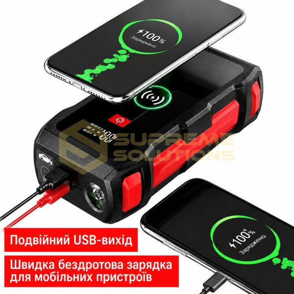 Пуско-зарядний пристрій OPTIVUS M10 Wireless Charge — автомобільний бустер з бездротовою зарядкою 10W