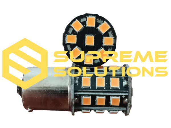 1156-3030-28SMD 12V Жёлтая — одноконтактная LED-лампа BA15s для поворотников и габаритов