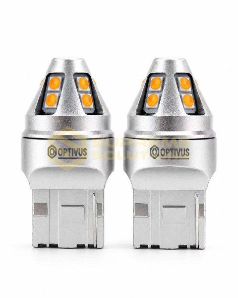 Світлодіодна лампа 7440 W21W Samsung 3030 10SMD CANBUS безцокольна одноконтактна жовта OPTIVUS