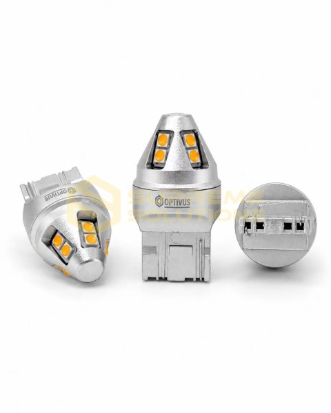 Світлодіодна лампа 7440 W21W Samsung 3030 10SMD CANBUS безцокольна одноконтактна жовта OPTIVUS