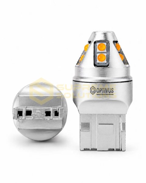 Світлодіодна лампа 7440 W21W Samsung 3030 10SMD CANBUS безцокольна одноконтактна жовта OPTIVUS