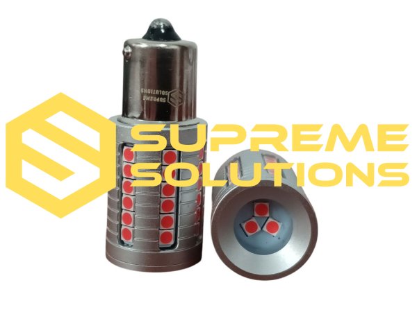 1156-3030-45SMD 28W 12–48V Red – Super Bright Single Contact LED Bulb (P21W Equivalent) with SUPER CANBUS Driver